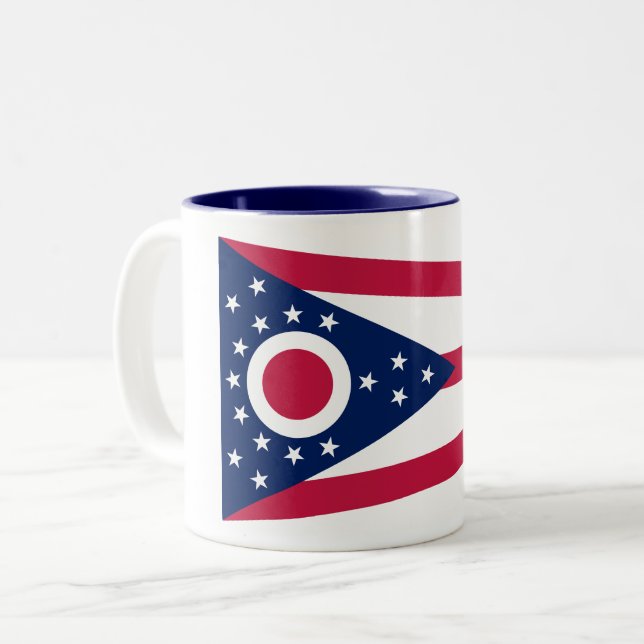 Ohio State Flag Two-Tone Coffee Mug (Front Left)