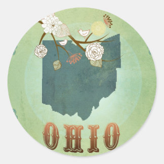 Ohio State Map – Green Classic Round Sticker