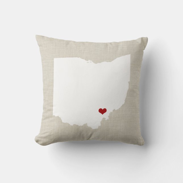 Ohio State Pillow Faux Linen Personalised (Front)