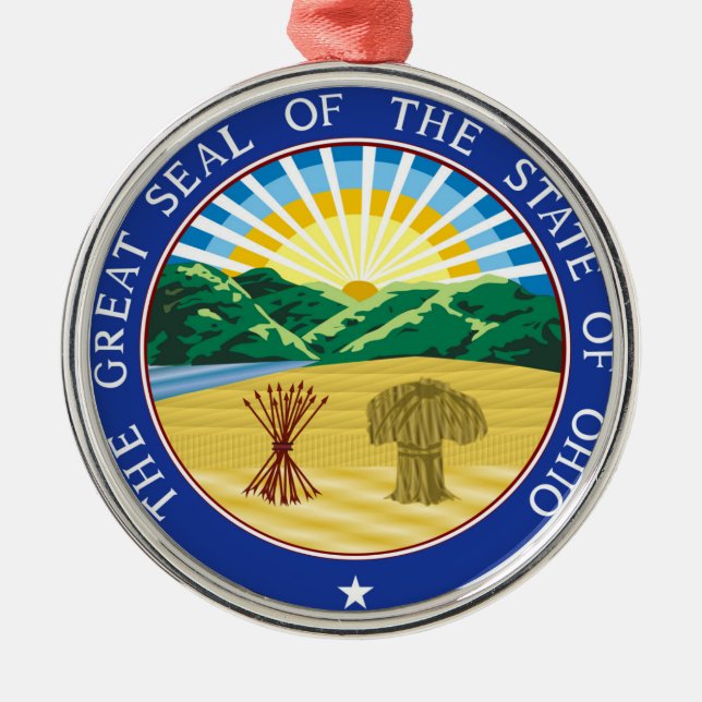 Ohio state seal america republic symbol flag metal tree decoration (Front)