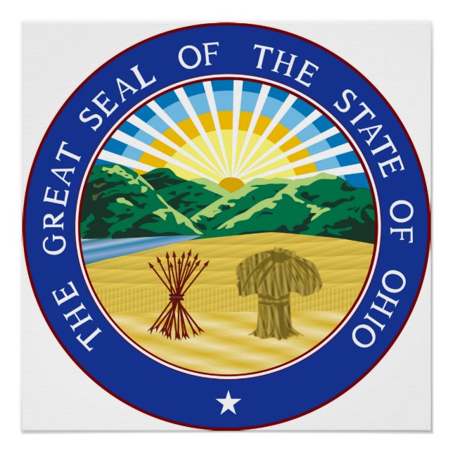 Ohio state seal america republic symbol flag poster (Front)