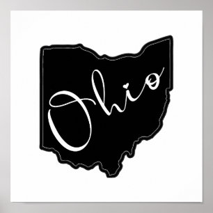 Ohio State Shape Outline - Ohio Map Outline Poster