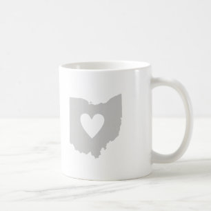 Ohio State Shape with Heart Coffee Mug