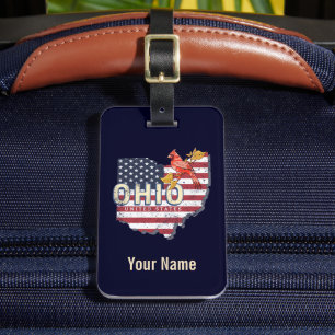 Ohio State United States Retro Map Vintage USA Luggage Tag