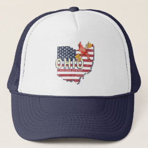Ohio State United States Retro Map Vintage USA Trucker Hat