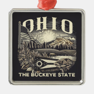 Ohio The Buckeye State Metal Tree Decoration