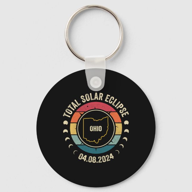 Ohio Total Solar Eclipse 2024 American Totality Ap Key Ring (Front)
