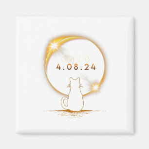 Ohio Total Solar Eclipse 2024 Cat Solar Eclipse 1  Magnet