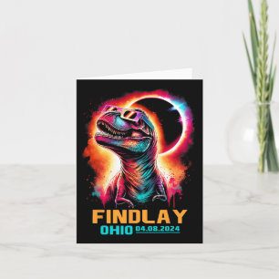 Ohio Total Solar Eclipse 2024 Dinosaur Colourful Card