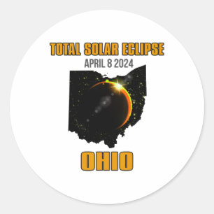 Ohio Total Solar Eclipse April 08 2024 Classic Round Sticker