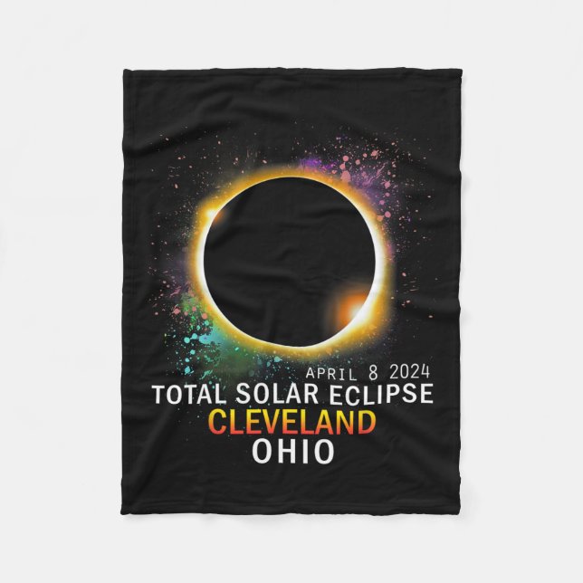 Ohio Total Solar Eclipse April 8 2024  Fleece Blanket (Front)