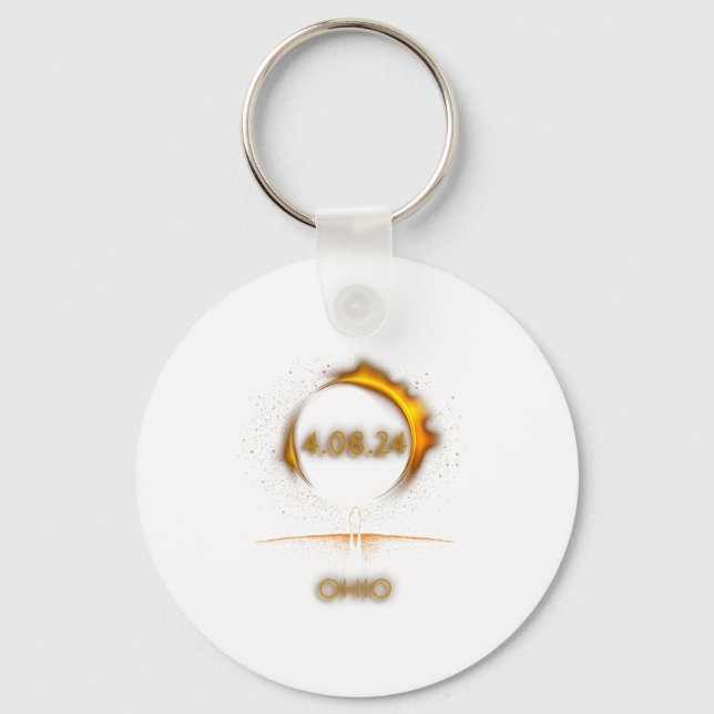 Ohio Total Solar Eclipse April 8 2024 Totality Ecl Key Ring (Front)