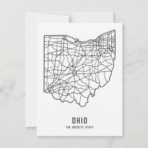 Ohio US State road map - Buckeye State map Postcard