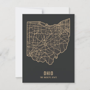 Ohio US State road map - Buckeye State map Postcard