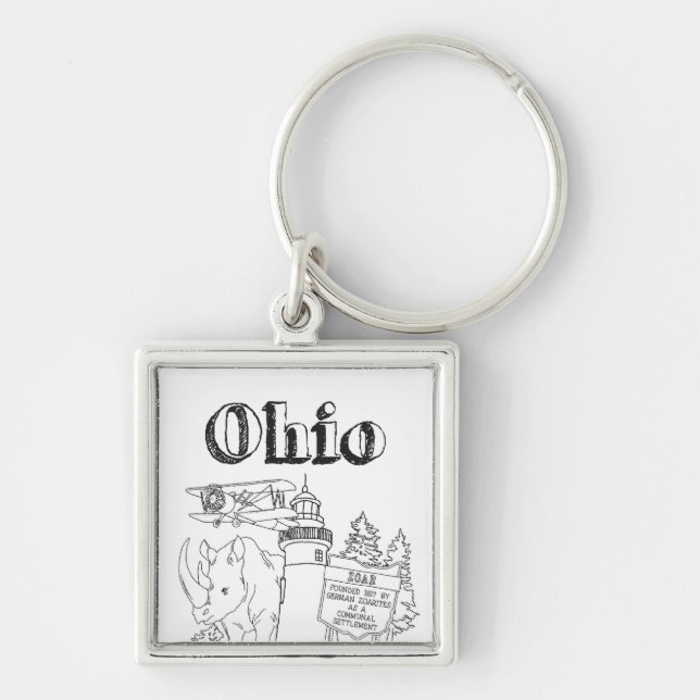 Ohio Vacation Drawing Vacation Art Travelling Desi Key Ring (Front)