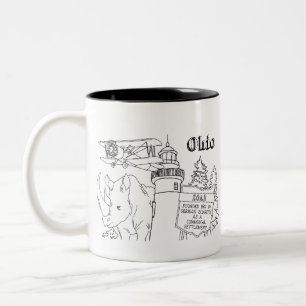 Ohio Vacation Drawing Vacation Art Travelling Desi Two-Tone Coffee Mug