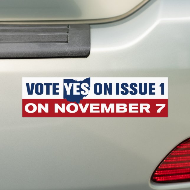 Ohio Vote Yes On Issue 1 November 7 Bumper Sticker (On Car)