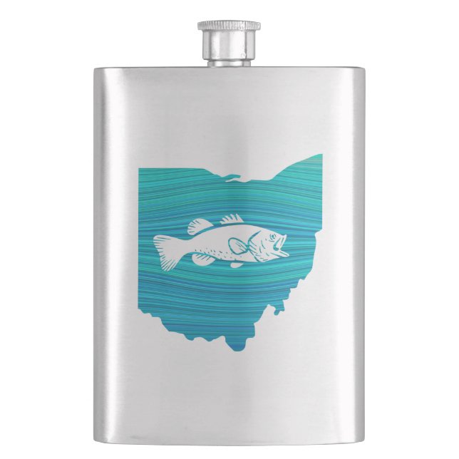 Ohio Wave Fishing Hip Flask (Front)