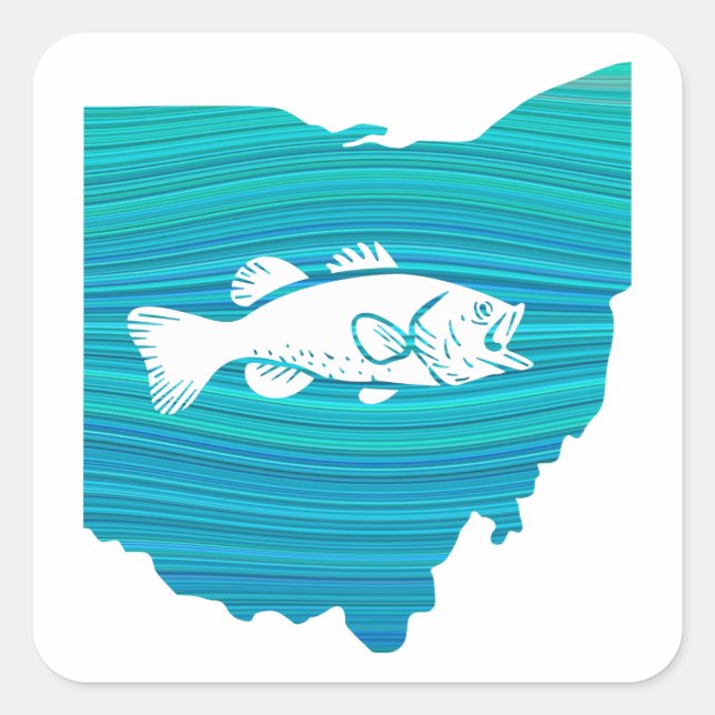 Ohio Wave Fishing Square Sticker (Front)