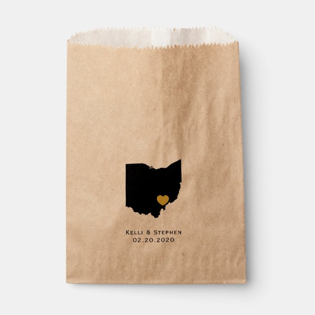 Ohio Wedding Favour Treat Sacks, Gift Bags (Front)