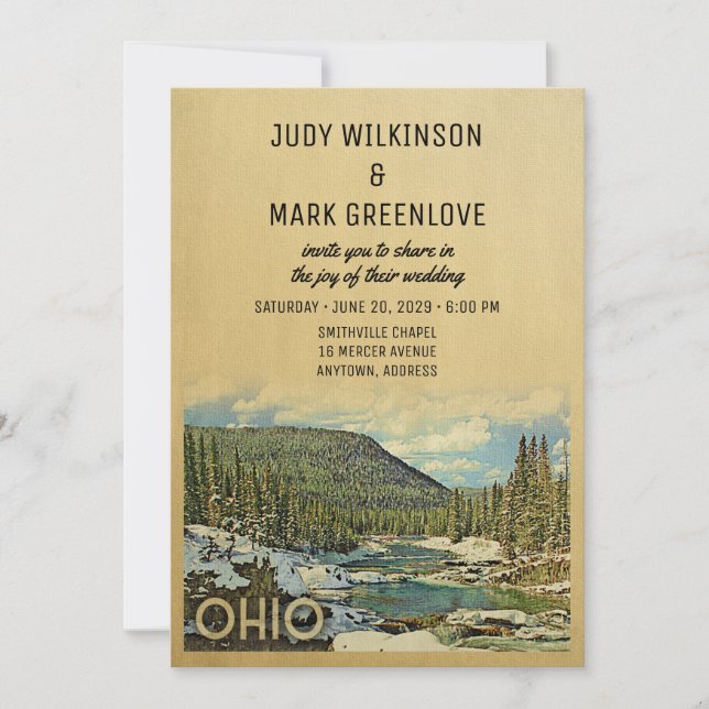 Ohio Wedding Invitation Vintage Nature (Front)