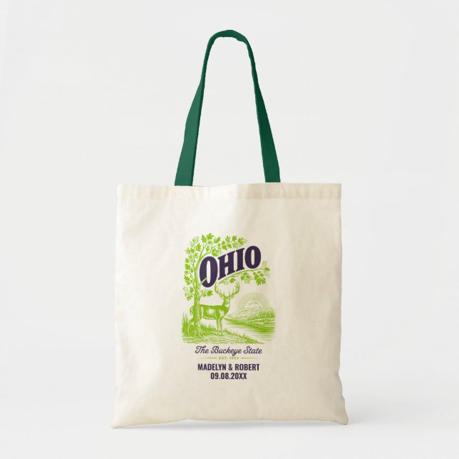Ohio Wedding Welcome Bag, State Love Tote Bag (Front)