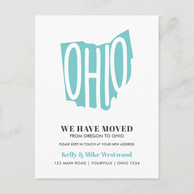 OHIO We've moved New address New Home Postcard (Front)