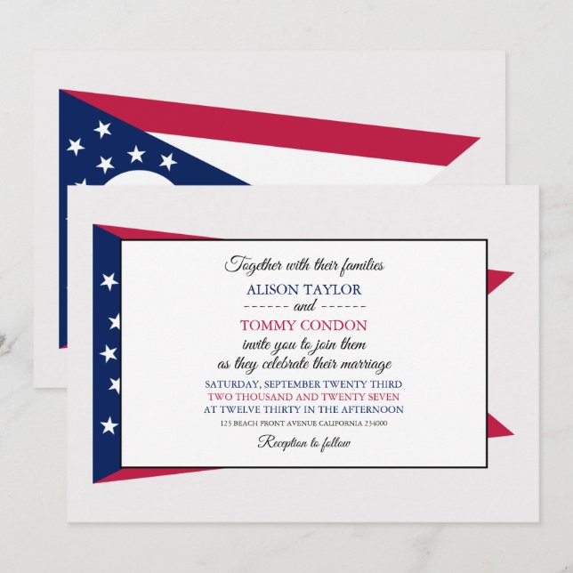 Ohioan Flag, Flag of Ohio Wedding Invitation (Front/Back)