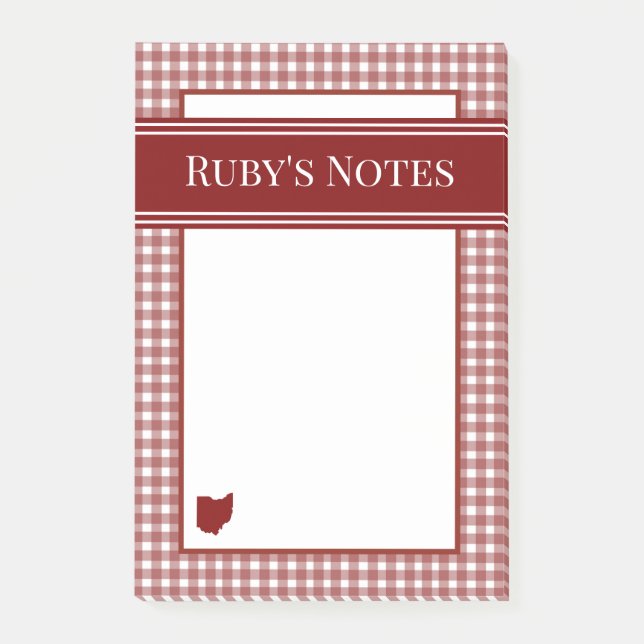 Ohioi Red Gingham Post-it Notes (Front)
