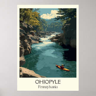 Ohiopyle Pennsylvania Vintage Whitewater River Art Poster