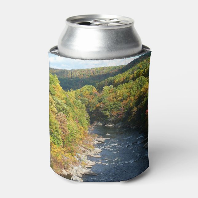 Ohiopyle River in Fall I Pennsylvania Autumn Can Cooler (Can Front)