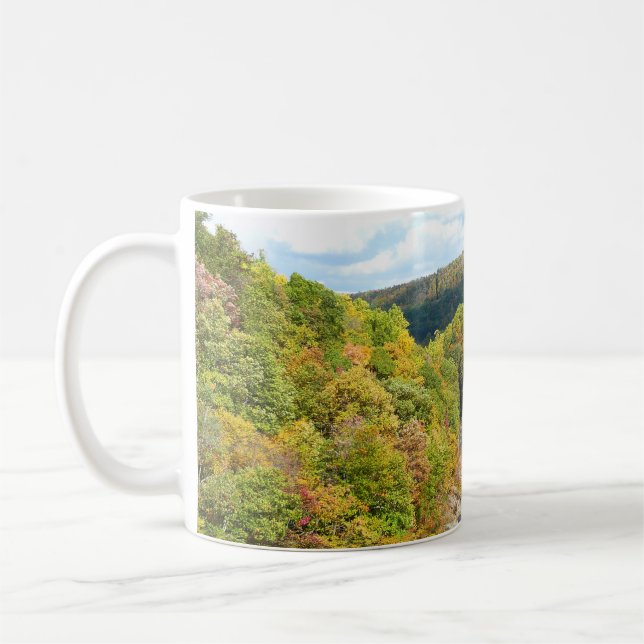 Ohiopyle River in Fall I Pennsylvania Autumn Coffee Mug (Left)