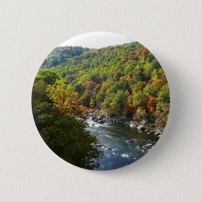 Ohiopyle River in Fall II Pennsylvania Autumn 6 Cm Round Badge (Front)