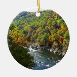 Ohiopyle River in Fall II Pennsylvania Autumn Ceramic Tree Decoration