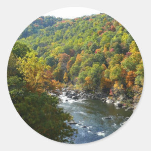 Ohiopyle River in Fall II Pennsylvania Autumn Classic Round Sticker