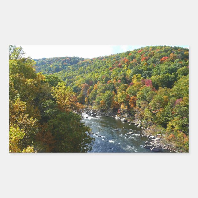 Ohiopyle River in Fall II Pennsylvania Autumn Rectangular Sticker (Front)