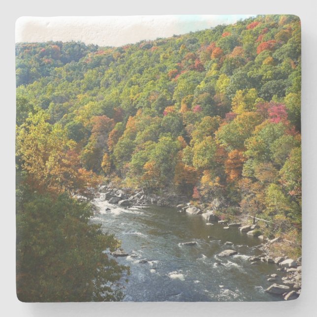 Ohiopyle River in Fall II Pennsylvania Autumn Stone Coaster (Front)