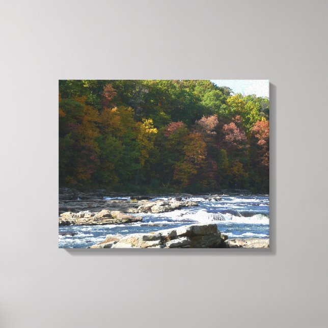 Ohiopyle River Rapids in Fall Pennsylvania Autumn Canvas Print (Front)