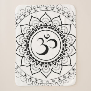 Ohm Mandala Om Mandala White & Black Sherpa Blanket