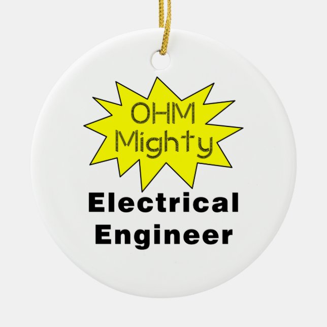Ohm Mighty Electrical Engineer Ceramic Tree Decoration (Front)