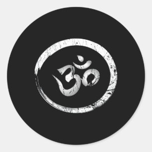 Ohm Om Aum Yoga Meditation Spiritual Namaste Classic Round Sticker