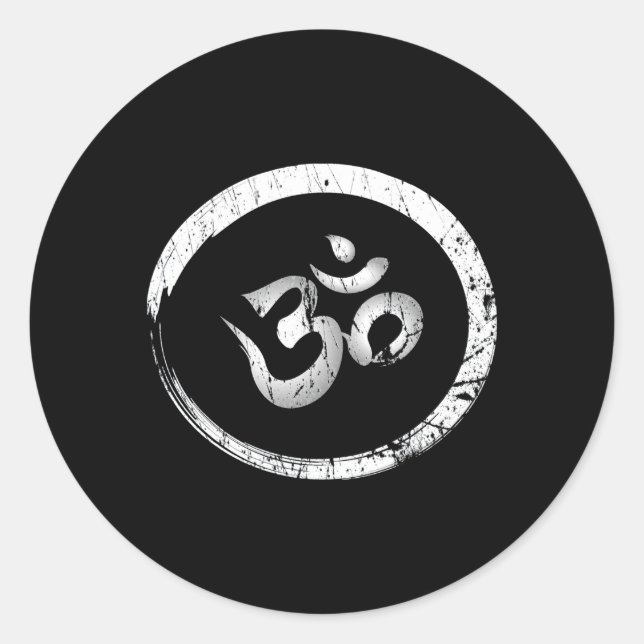Ohm Om Aum Yoga Meditation Spiritual Namaste Classic Round Sticker (Front)