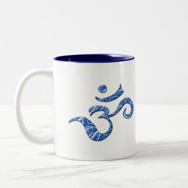 Ohm Symbol Coffee Mug in Blue (Left)