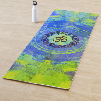 Ohm symbol, mandala - green yoga mat