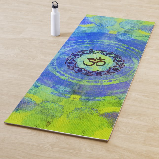 Ohm symbol, mandala - green yoga mat (In Situ)
