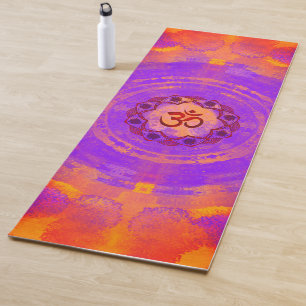 Ohm symbol, mandala - orange yoga mat