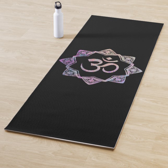 Ohm symbol with mandala, black edition yoga mat (In Situ)