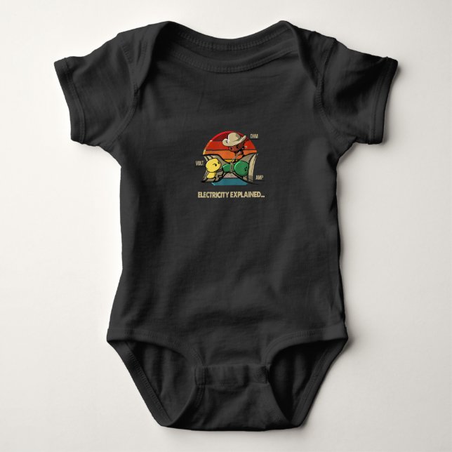 Ohm Volt Amp Electricity Explained  Electrician Baby Bodysuit (Front)