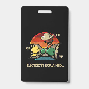 Ohm Volt Amp Electricity Explained  Electrician ID Badge
