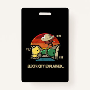 Ohm Volt Amp Electricity Explained Electrician ID Badge